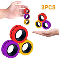 Thumbnail for 3 PCS Magnetic Fidget Rings  Fidget Toys Office School Stress Toys Magical Ring Props Tools Colorful Unzip Finger Toy for Relax Adults and Kids