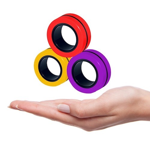 3 PCS Magnetic Fidget Rings  Fidget Toys Office School Stress Toys Magical Ring Props Tools Colorful Unzip Finger Toy for Relax Adults and Kids