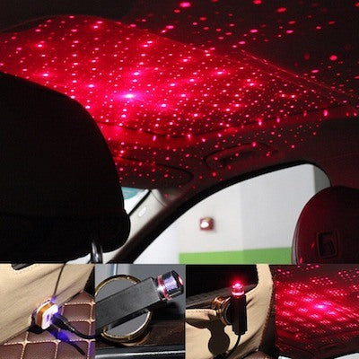 Car Roof Star Light Interior Mini LED Starry Laser Atmosphere Ambient Projector Lights USB Red Auto Decoration Night Galaxy Lamp