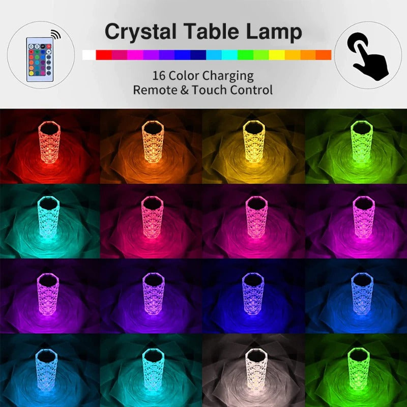 2023 Crystal Lamp Touch Table Bedside Lamps Light Fixture 16 Colors LED Atmosphere Room Decor Christmas Room Decoration Home Lights