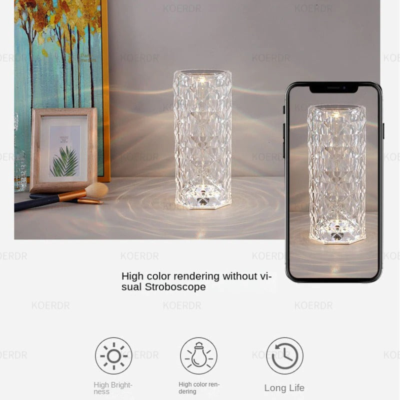 2023 Crystal Lamp Touch Table Bedside Lamps Light Fixture 16 Colors LED Atmosphere Room Decor Christmas Room Decoration Home Lights