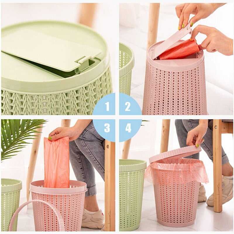 Trash Can Circle Rattan-like Round Lidless Garbage Bin Trash Bag Holder Cleaning Tool Basket Kitchen Bedroom Trash Can