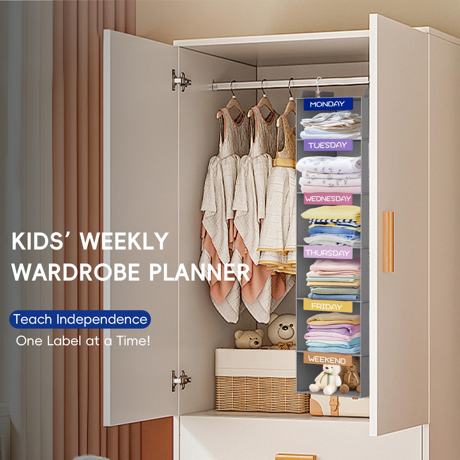 120 cm 6 Shelf Weekly Clothes Organizer Monday to Saturday