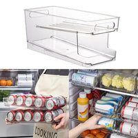 Thumbnail for Double-Layer Refrigerator Storage Box Beverage Cans Beer Soda Can Rack Transparent Organizer Home Organization Accessories