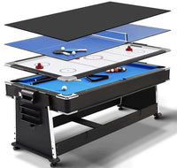 Thumbnail for 7 ft 4-in-1 Convertible Game Table - Regulation Size Pool Table with Ping Pong Top & Dining Surface for Home