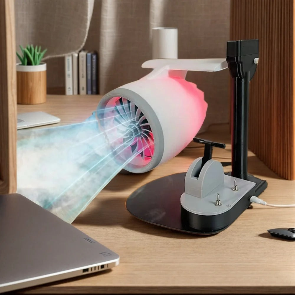 Jet Engine Desktop With LED Fan USB Equipped with A Humidifier and Red Tail Lights