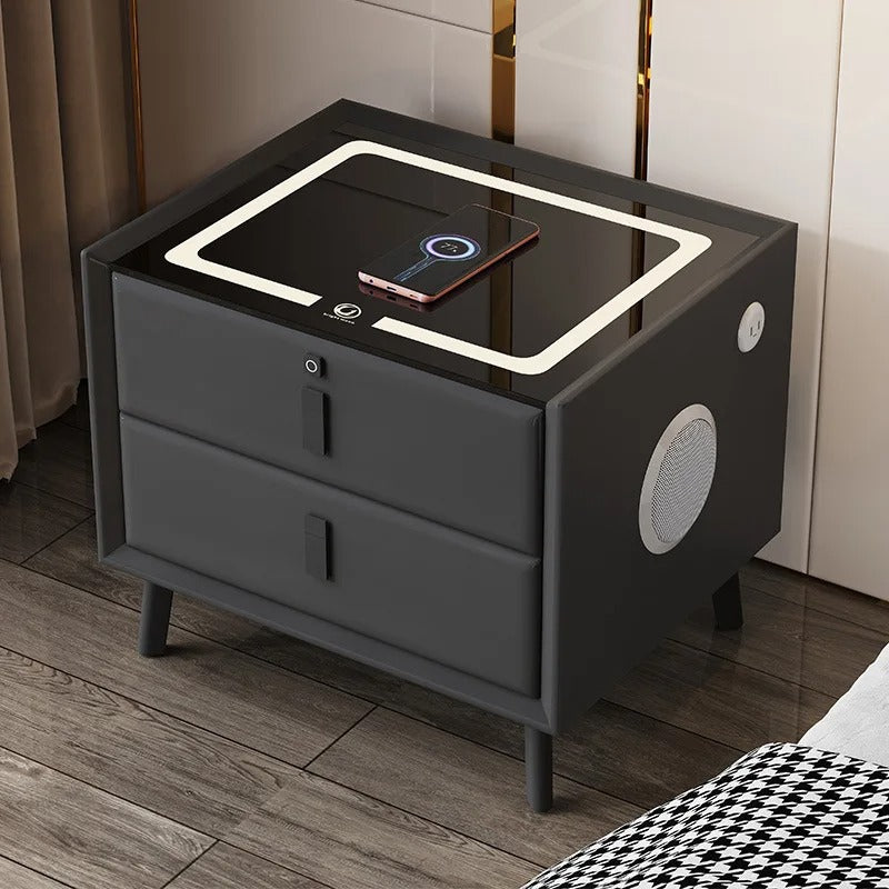 Modern USB Wireless Charging Smart Bedside Table With Fingerprint and ...