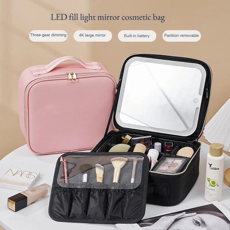 Portable Smart LED Makeup Bag with Mirror