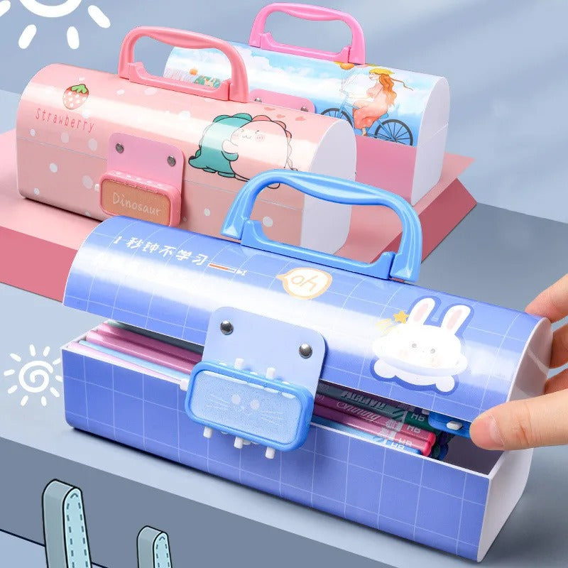 Portable Creative Pencil Case With Password Lock and Board