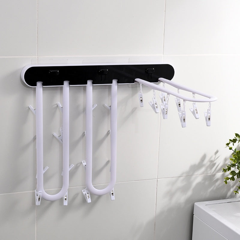 Household Folding Clothes Hanger Clothes Hanger Multi-Clip Drying Wall Hanging Socks