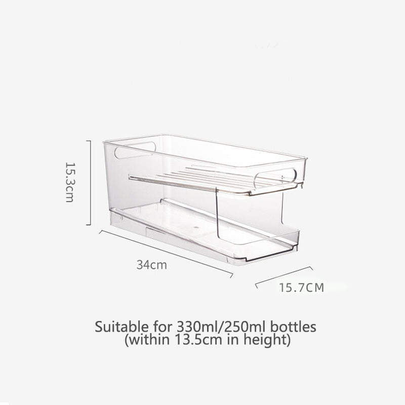 Double-Layer Refrigerator Storage Box Beverage Cans Beer Soda Can Rack Transparent Organizer Home Organization Accessories