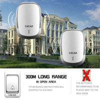 Thumbnail for Wireless Waterproof Doorbell 300M Remote 1 Button 2 Receivers