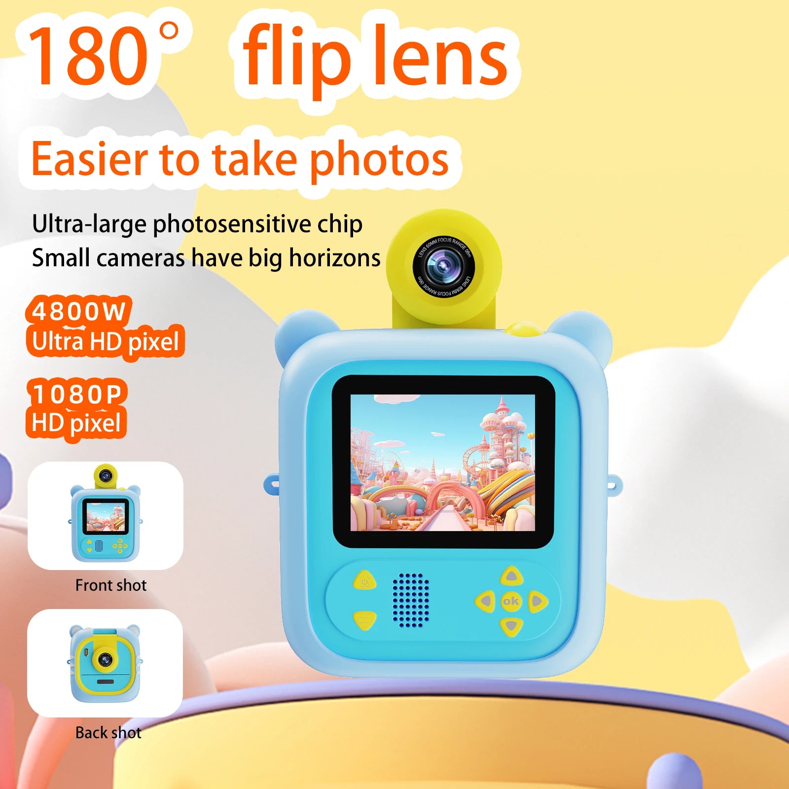 Original Digital Camera For Kids 1080P with colors + FREE 6 Rolls