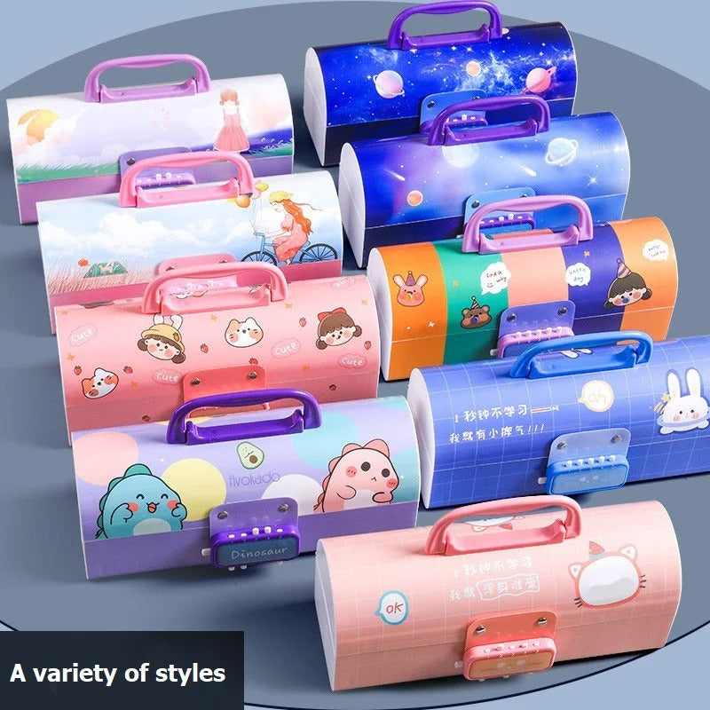 Portable Creative Pencil Case With Password Lock and Board