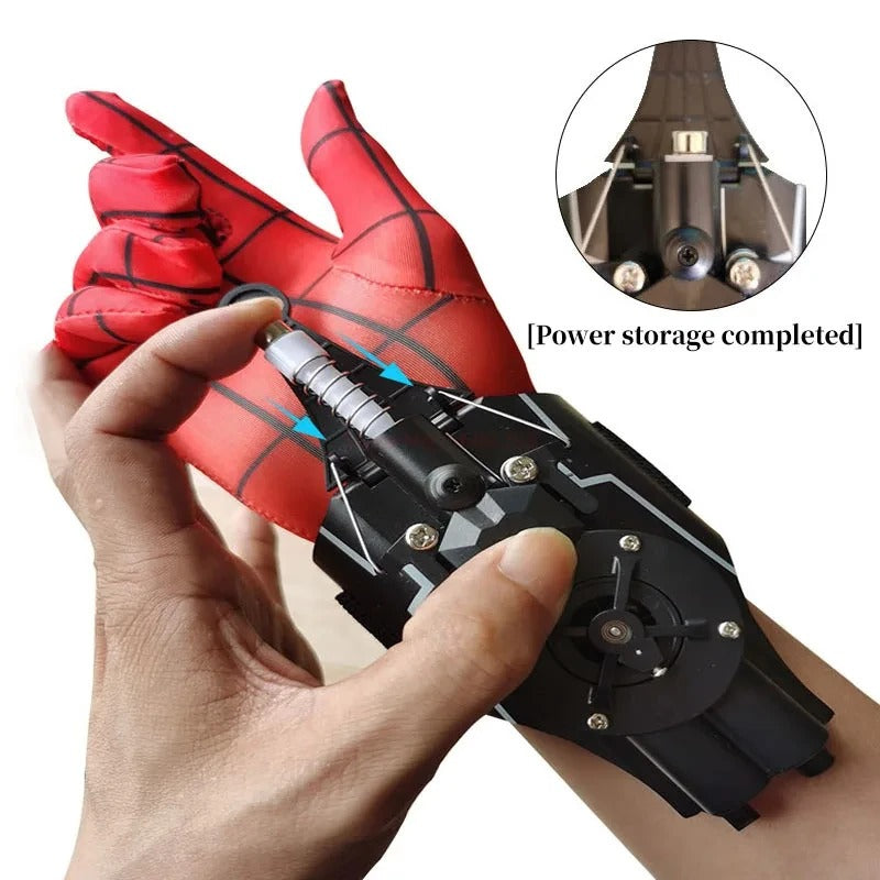 Electric Spider-Boy Web Shooter Wrist Toy with USB Recharger and Automatic Take-Up