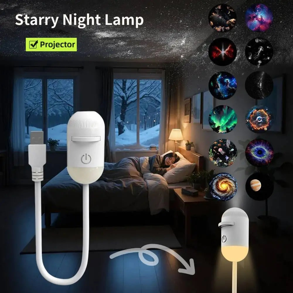 HD Smart Dynamic 5D Topacme Holographic Night Light Projector with 12 GLASS LENS