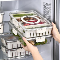 Thumbnail for 4 Grids Divided  Refrigerator Storage Box With Lid And Handle