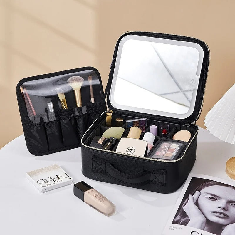 Portable Smart LED Makeup Bag with Mirror