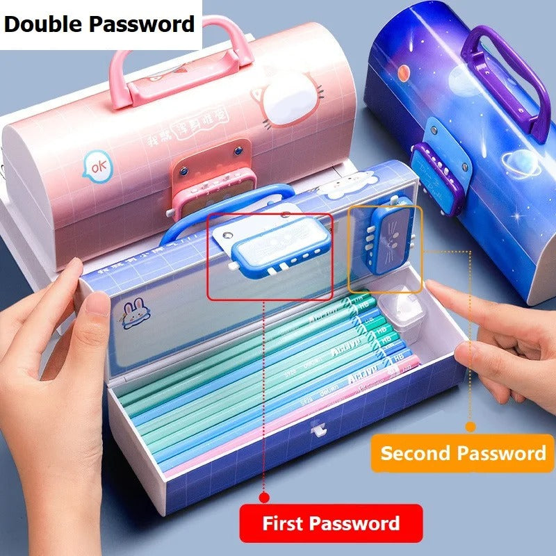 Portable Creative Pencil Case With Password Lock and Board