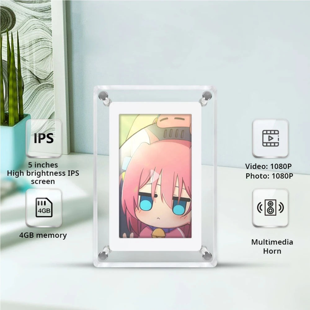 Wireless Acrylic Digital Photo Frame 5 Inch 1200mAh Vertical Display