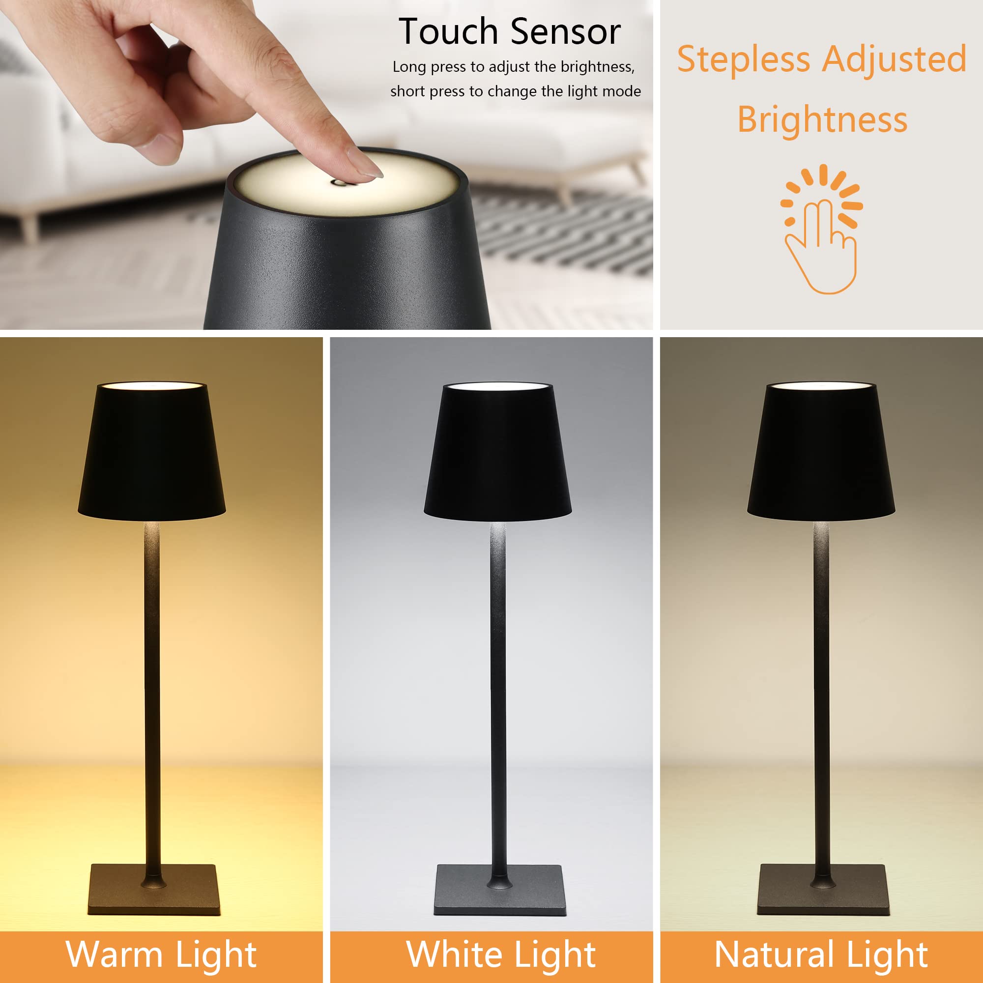Portable Cordless Rechargeable Lamp 3 Colors