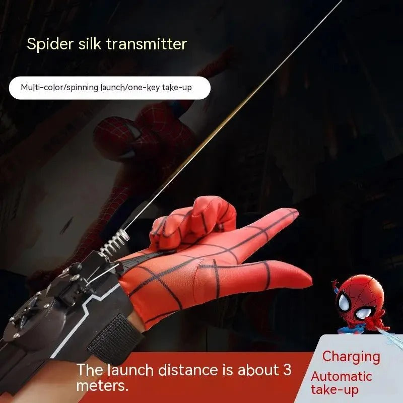 Electric Spider-Boy Web Shooter Wrist Toy with USB Recharger and Automatic Take-Up