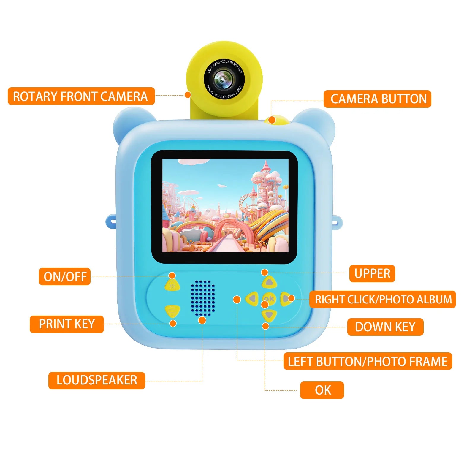 Original Digital Camera For Kids 1080P with colors + FREE 6 Rolls