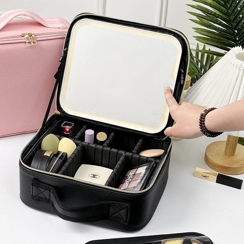 Portable Smart LED Makeup Bag with Mirror