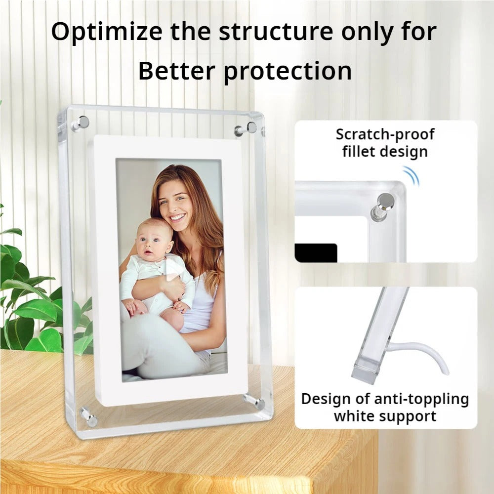 Wireless Acrylic Digital Photo Frame 5 Inch 1200mAh Vertical Display
