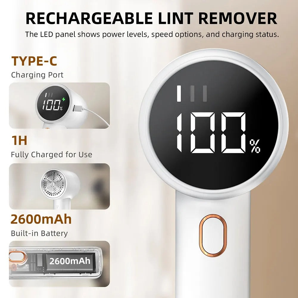 Portable Electric Fabric Lint Remover With LED Digital Display