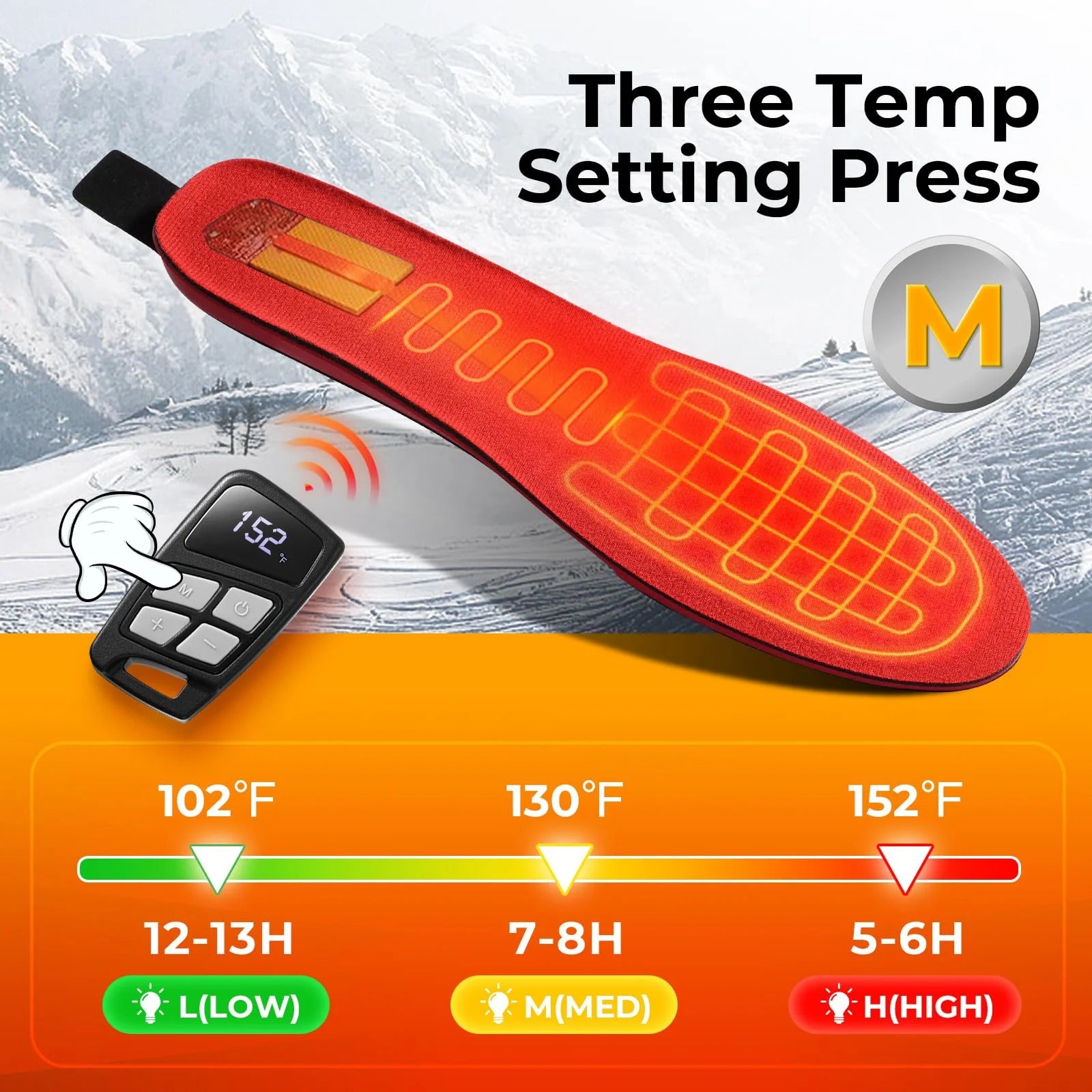 Heated Insoles, 7000mAH Rechargeable Electric Heating Insoles with Remote Control