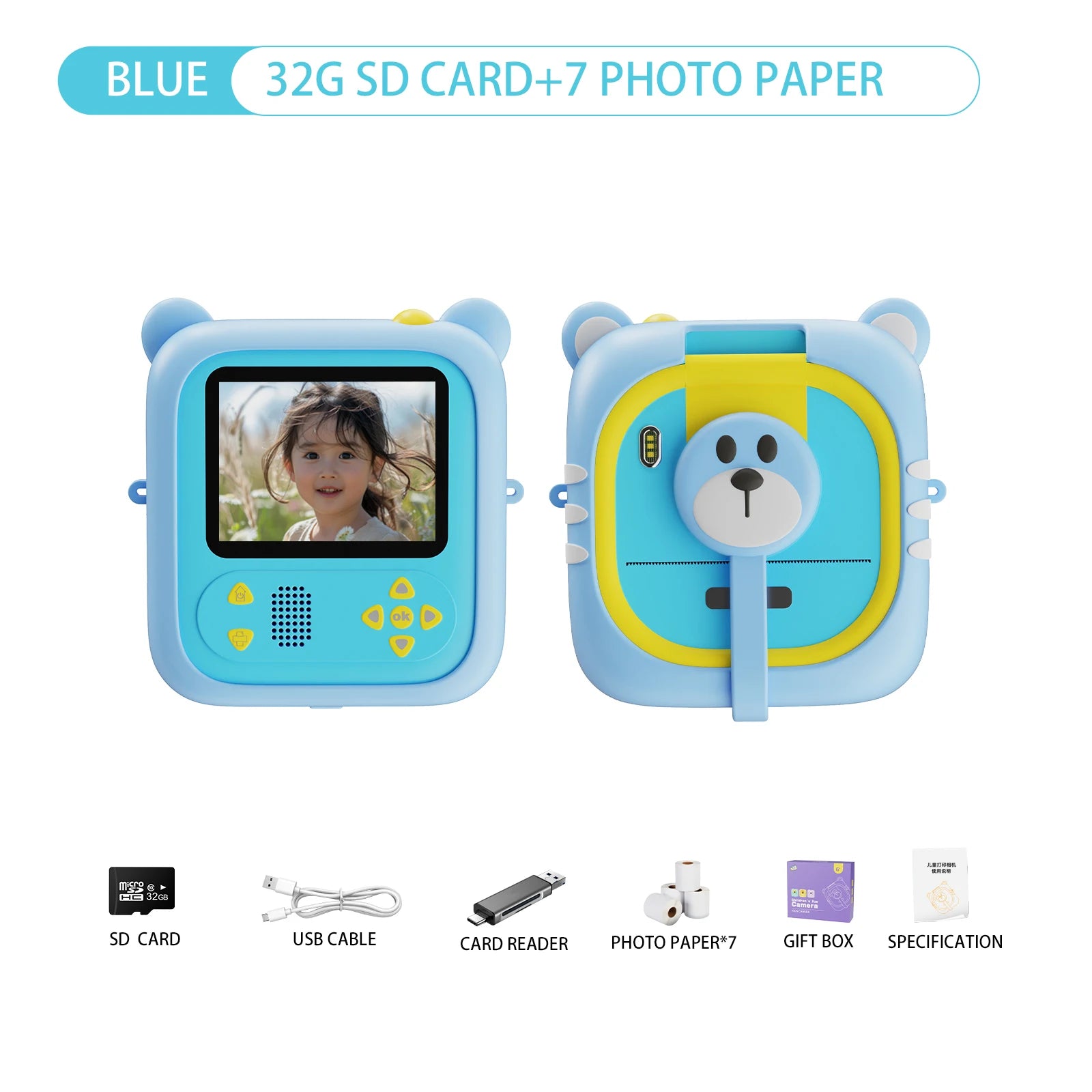 Original Digital Camera For Kids 1080P with colors + FREE 6 Rolls