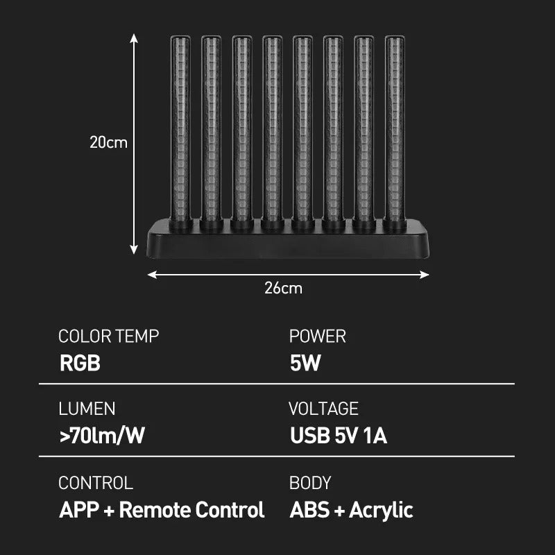 8 tubes LED Smart RGB Desktop Light Tuya APP Touch Control