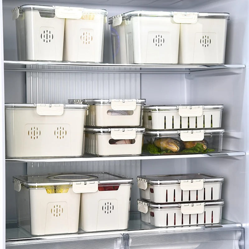 4 Grids Divided  Refrigerator Storage Box With Lid And Handle