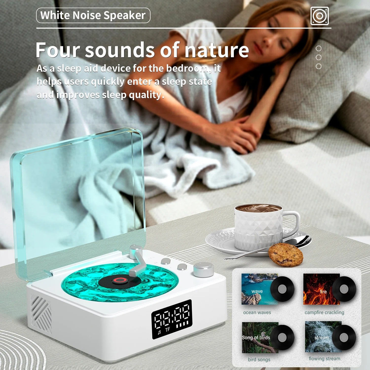 The Vinyl Player - Vintage Vinyl Record Player Bluetooth Speaker,Retro Vinyl Record Player with Adjustable Lights,