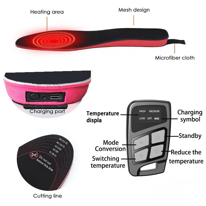 Heated Insoles, 7000mAH Rechargeable Electric Heating Insoles with Remote Control