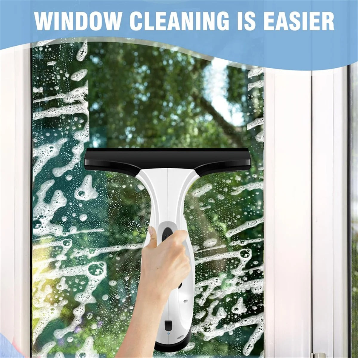 Cordless Rechargeable Window Vacuum Cleaner with Squeegee 150ml Water Tank