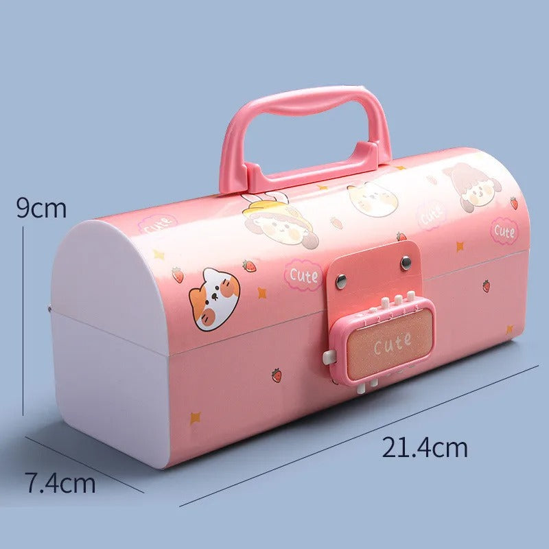 Portable Creative Pencil Case With Password Lock and Board