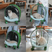 Thumbnail for Pet Trolley Case Carrier cats and dogs Lightweight Portable Bag with Silent Wheel for Outdoor Walking Puppy Kitten , GREEN