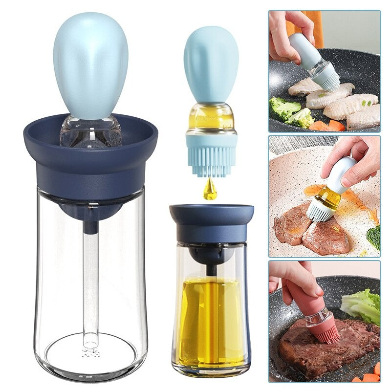 Glass Portable Oil Bottle Oil Dispenser With Silicone Brush Kitchen