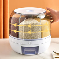 Thumbnail for Big Size 29 cm Rotating Rice Dispenser 6 Grid Sealed Rice Storage Box Grain Storage Bucket Dry Food Storage Jar Kitchen Storage Organizer