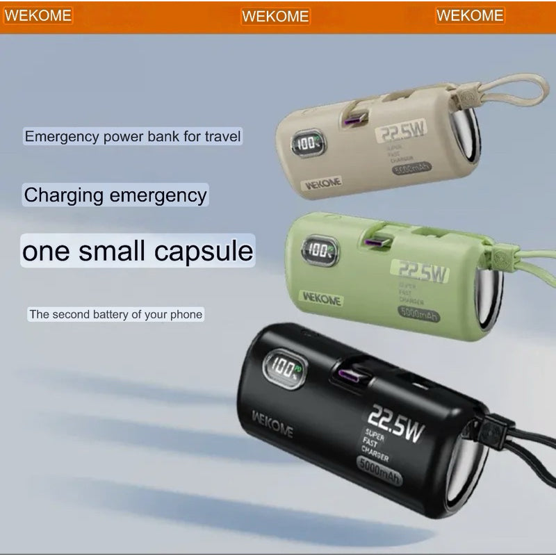 Emergency 5000mAh Power Bank 22.5W Fast Phone Charger